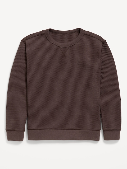 Long-Sleeve Waffle Knit T-Shirt for Boys
