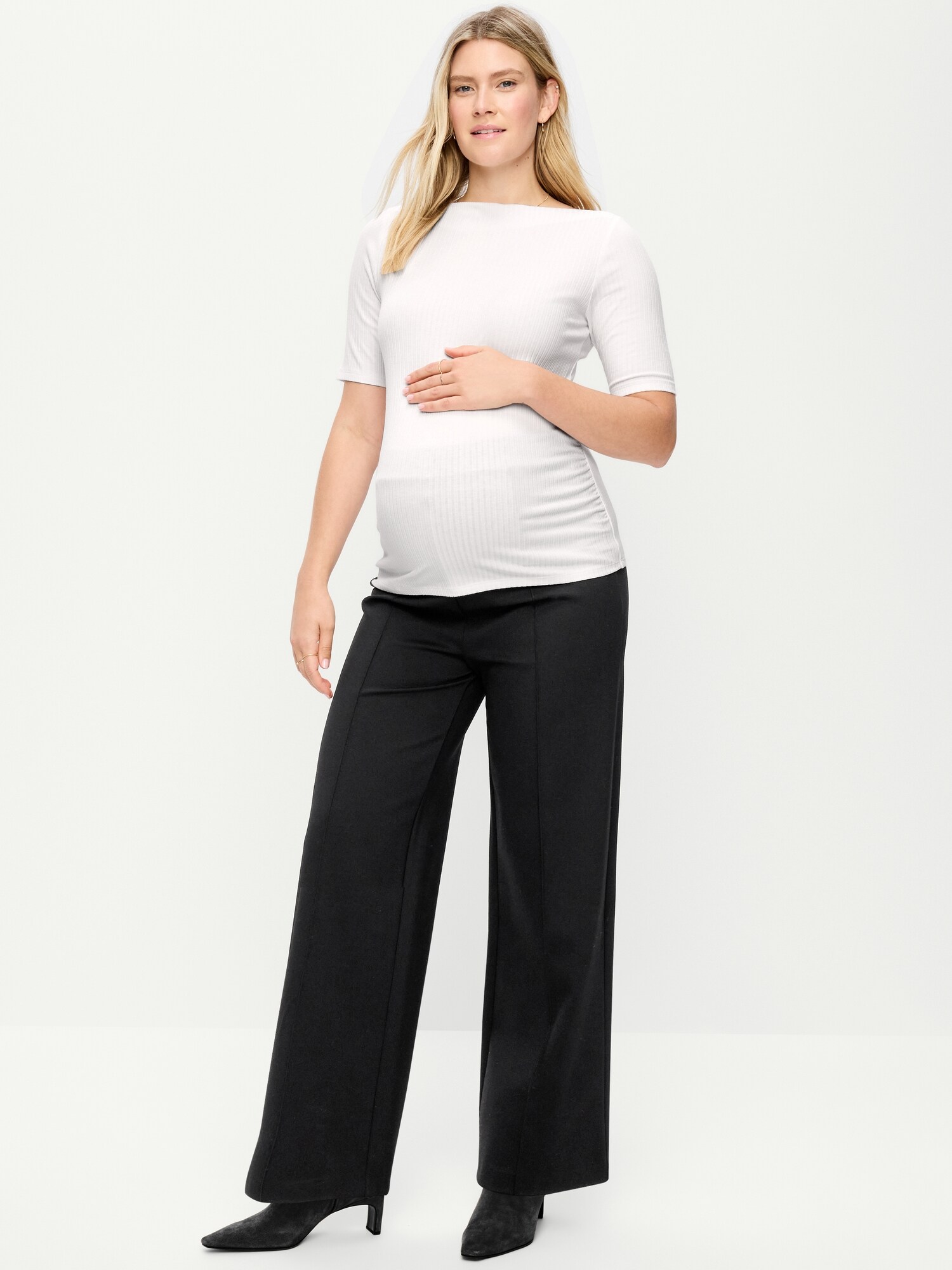 Широкие брюки для беременных Old Navy Maternity Stevie с полной вставкой на животе, цвет: Чёрный