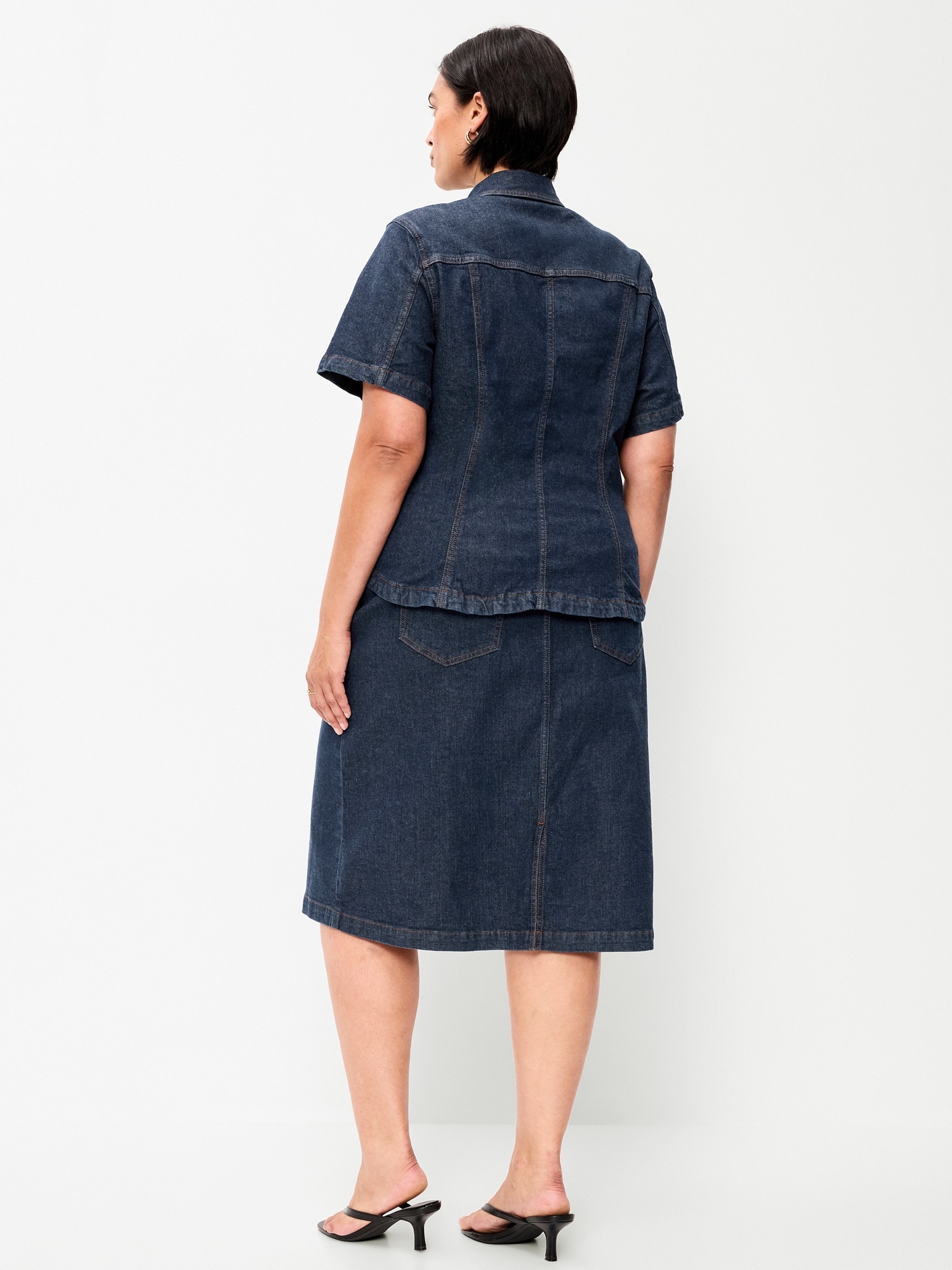 Column Denim Midi Skirt
