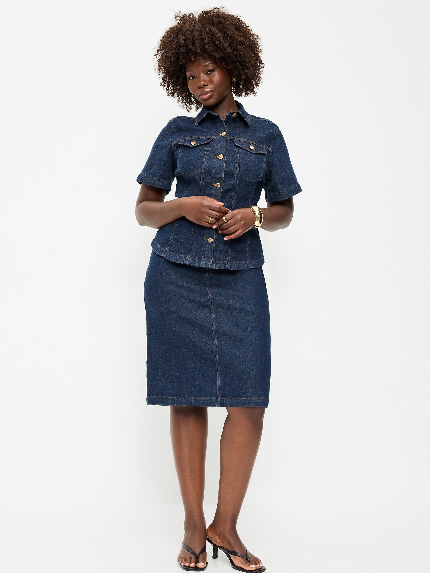 Женская юбка Old Navy Column Denim Midi, цвет: Тёмная варка — фото 5