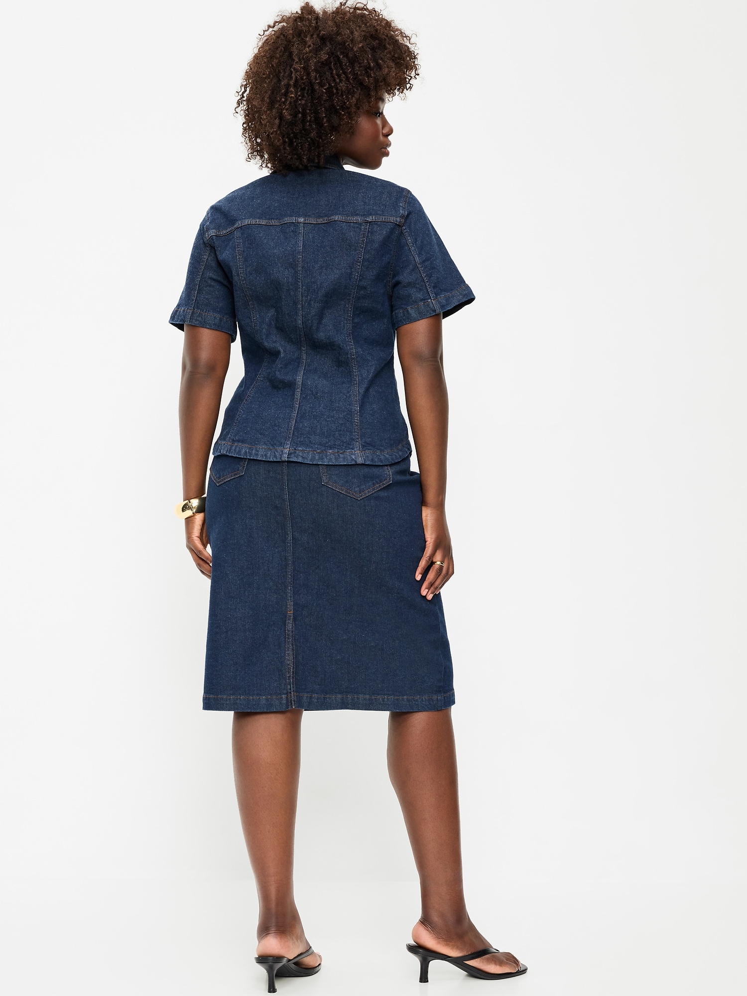 Column Denim Midi Skirt