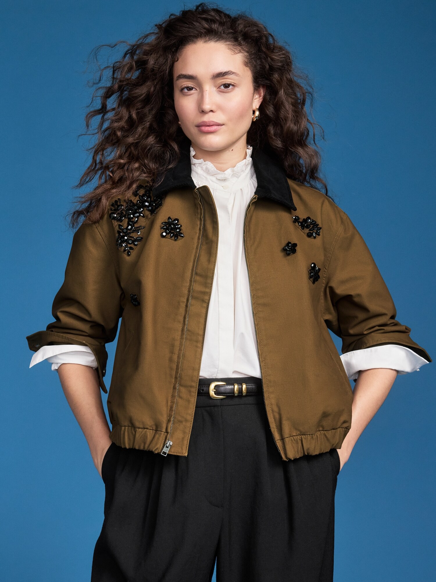 Женская куртка-бомбер Old Navy x Altuzarra Barn с декором, цвет: Коричневый трюфельный — фото 3
