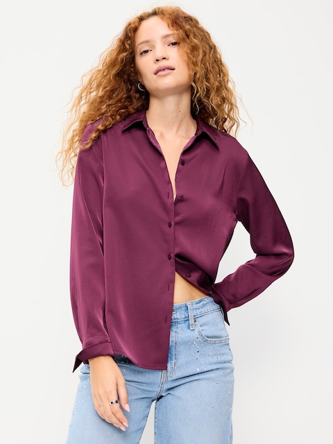 Satin Button-Down Shirt