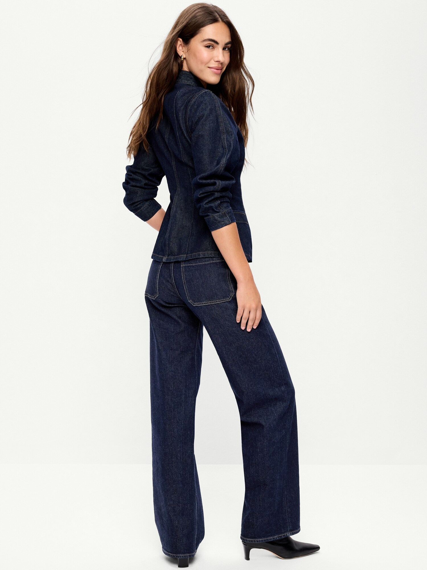 Женские джинсы Old Navy Extra High-Waisted Wide-Leg, цвет: Тёмная варка — фото 3