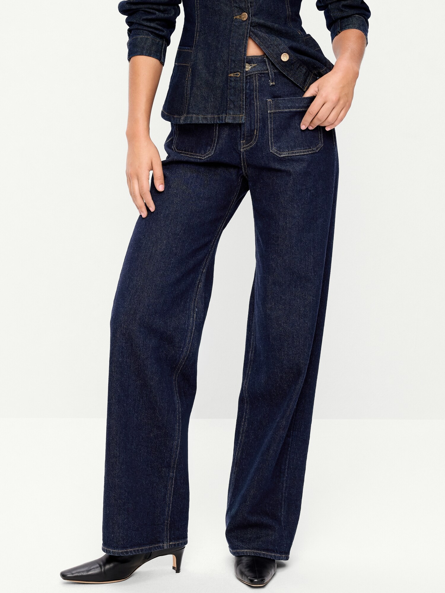 Женские джинсы Old Navy Extra High-Waisted Wide-Leg, цвет: Тёмная варка — фото 2