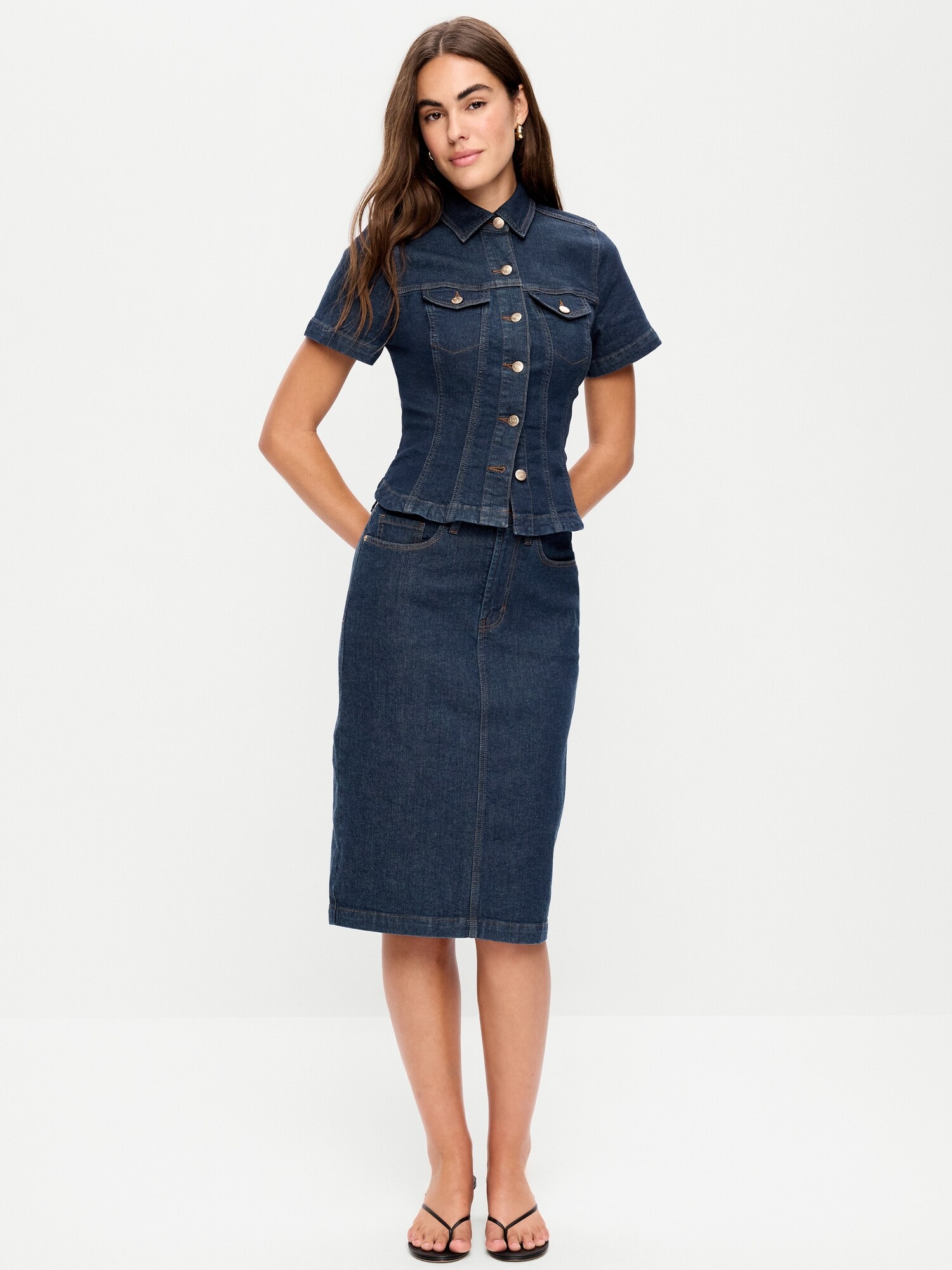 Женская юбка Old Navy Column Denim Midi, цвет: Тёмная варка