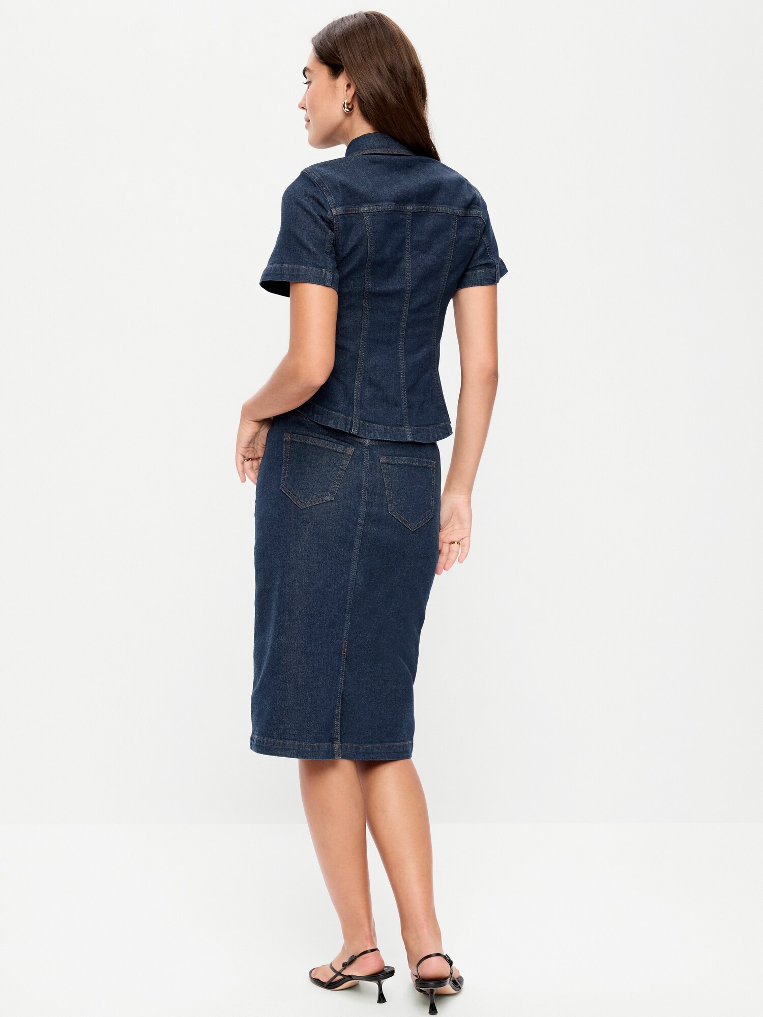 Женская юбка Old Navy Column Denim Midi, цвет: Тёмная варка — фото 3