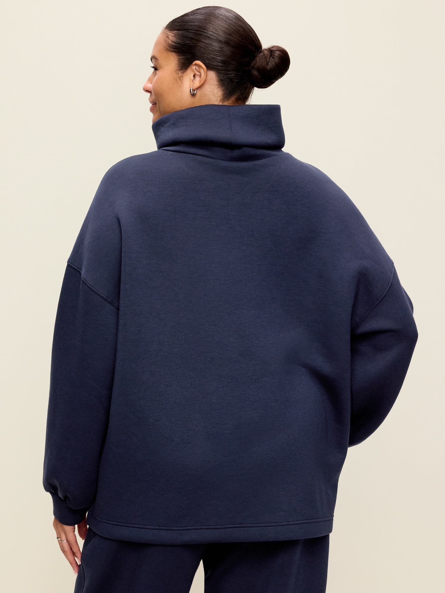 Oversized Bounce Fleece Funnel-Neck Tunic