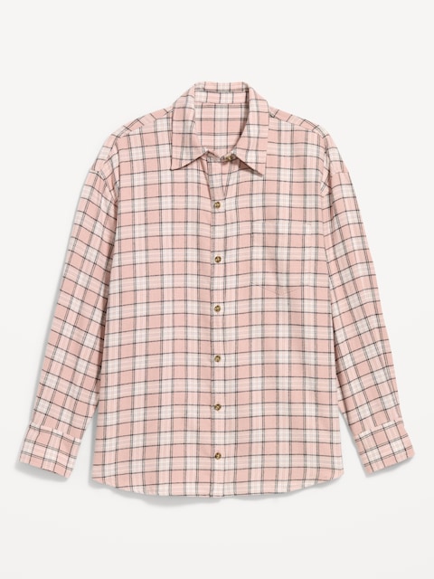 Oversized Button-Down Boyfriend Flannel Shirt
