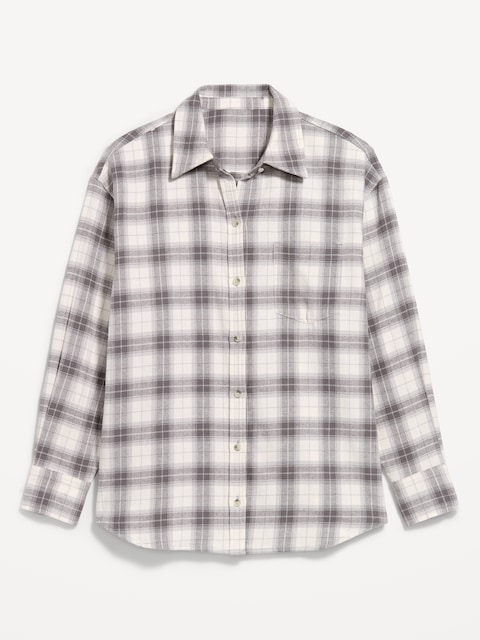 Oversized Button-Down Boyfriend Flannel Shirt