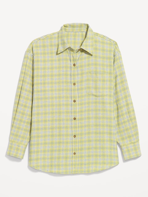 Oversized Button-Down Boyfriend Flannel Shirt