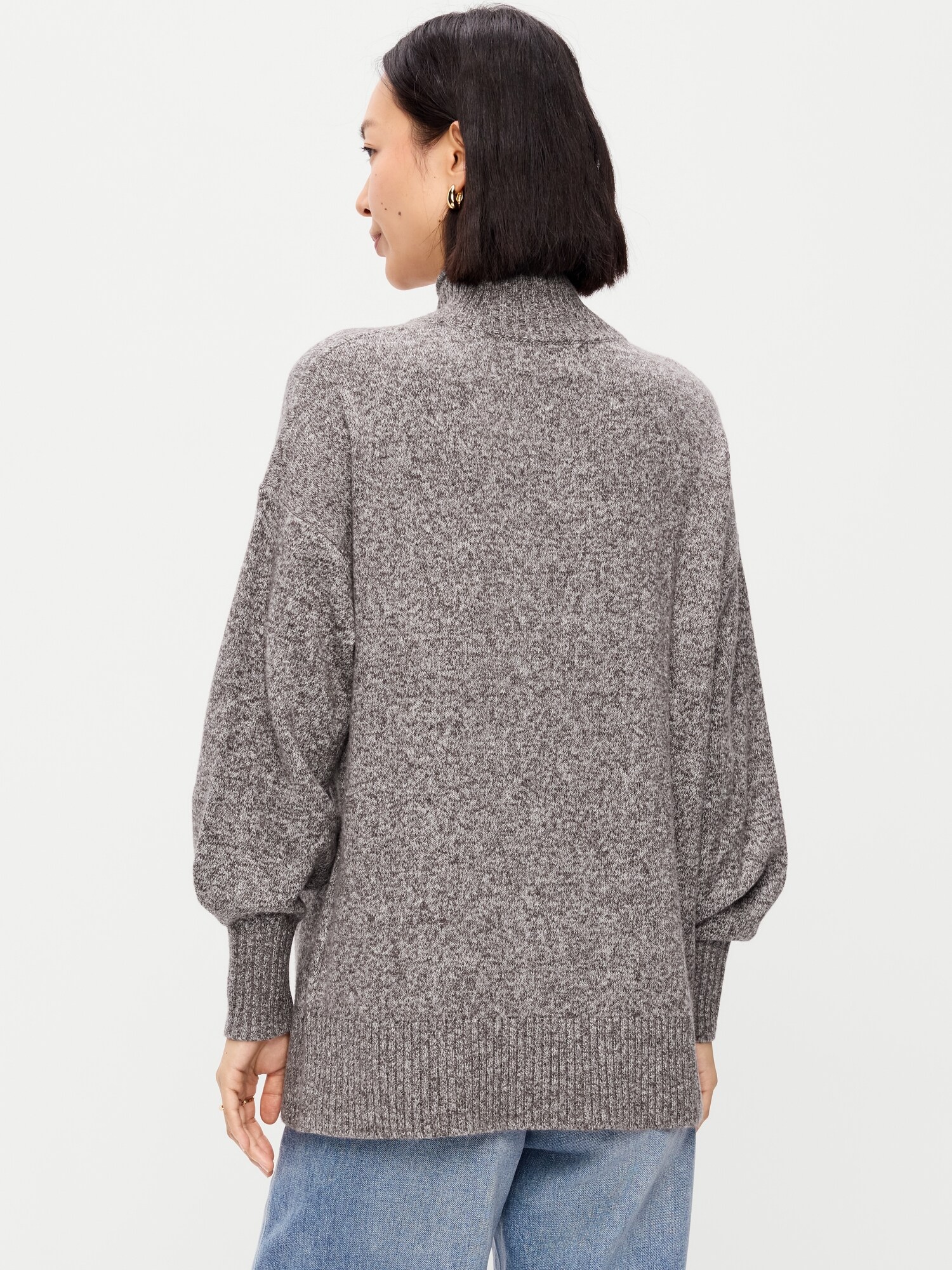 Женский свитер Old Navy SoSoft с воротником-стойкой, цвет: Чёрный кофейный меланжевый — фото 2