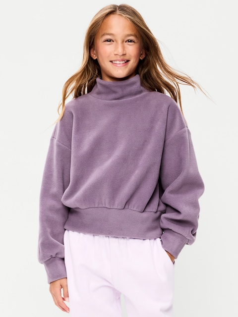 Long-Sleeve Mock-Neck Microfleece Top for Girls