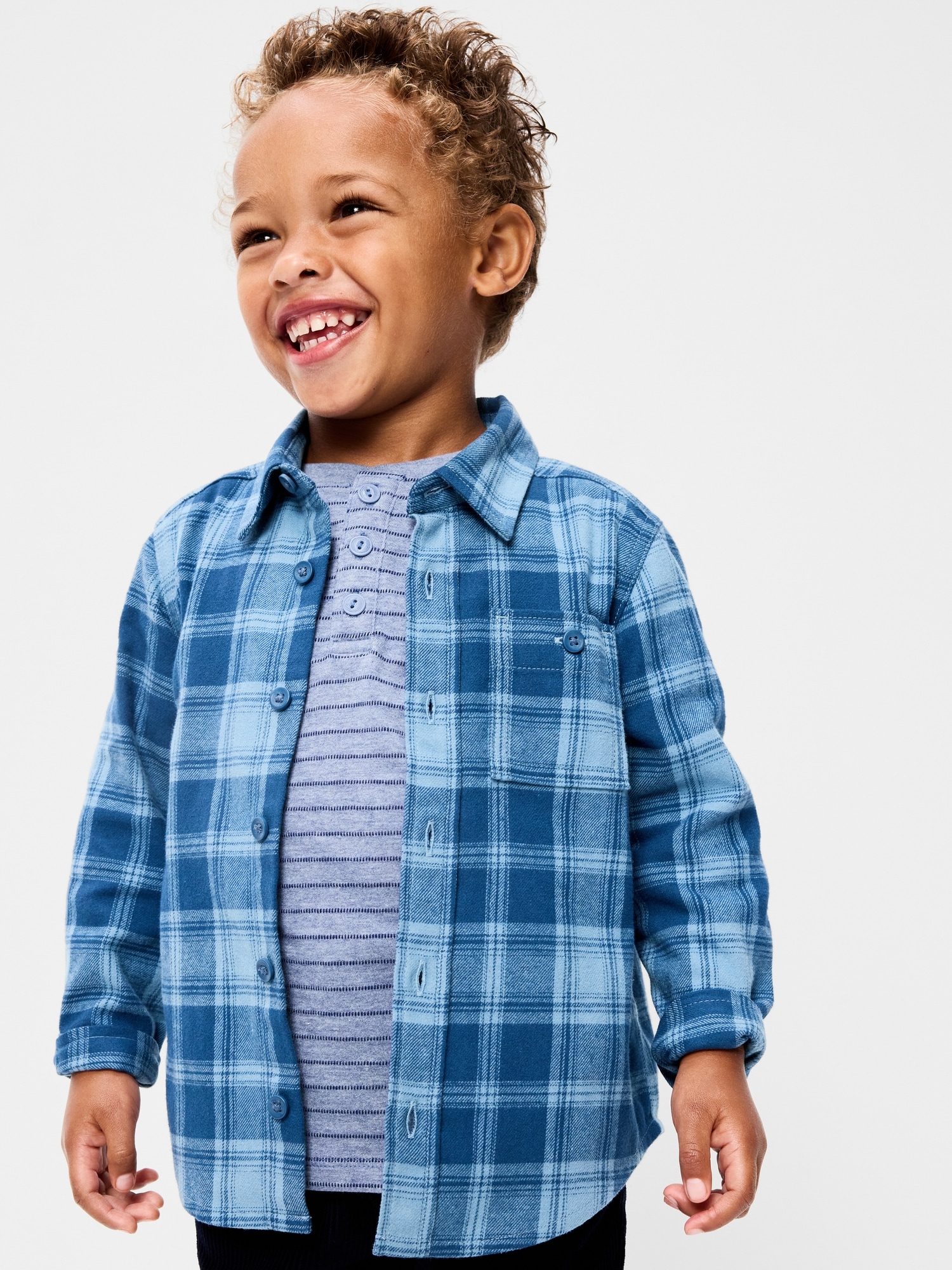 Long-Sleeve Plaid Flannel Shirt for Toddler Boys