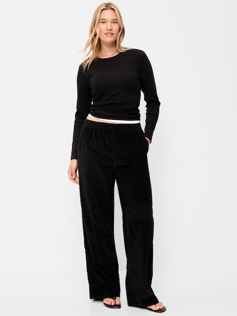 High-Waisted Baggy Wide-Leg Corduroy Pants