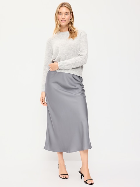 Satin A-Line Maxi Skirt