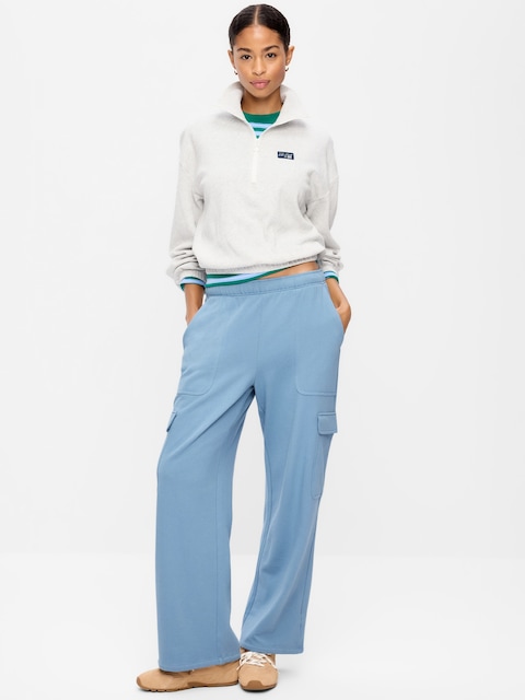 High-Waisted SoComfy Wide-Leg Cargo Sweatpants