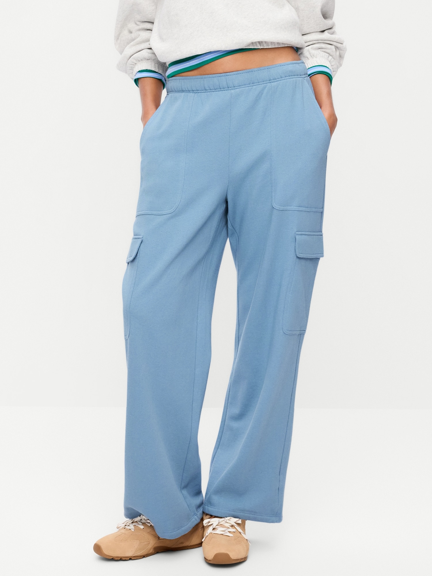 High-Waisted SoComfy Wide-Leg Cargo Sweatpants