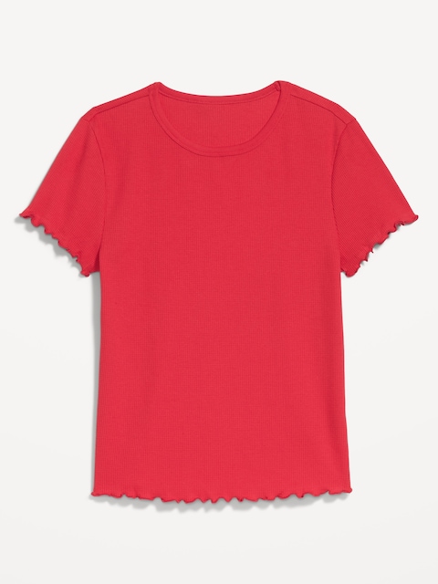 Fitted Waffle-Knit Cropped T-Shirt