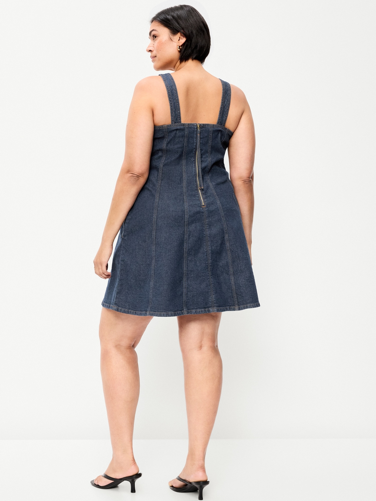 Sleeveless Fit & Flare Denim Mini Dress