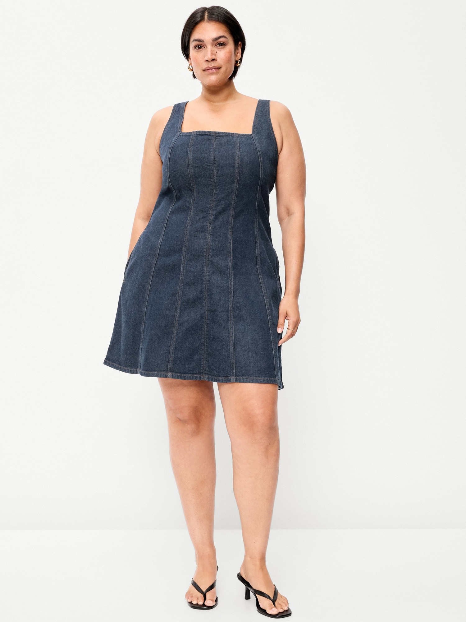 Sleeveless Fit & Flare Denim Mini Dress