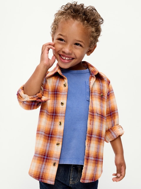 Long-Sleeve Plaid Flannel Shirt for Toddler Boys