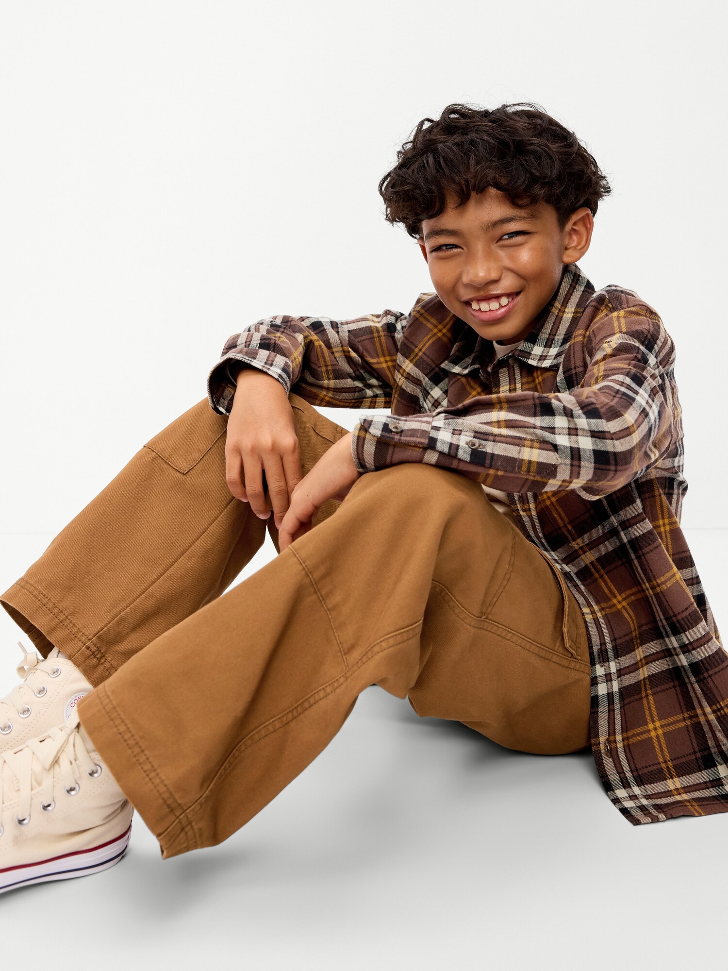 Брюки карго Old Navy Baggy из канваса для мальчиков, цвет: Карамельный коричневый — фото 3