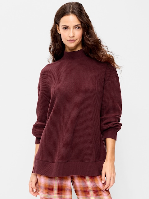 Oversized Mock-Neck Long-Sleeve Top