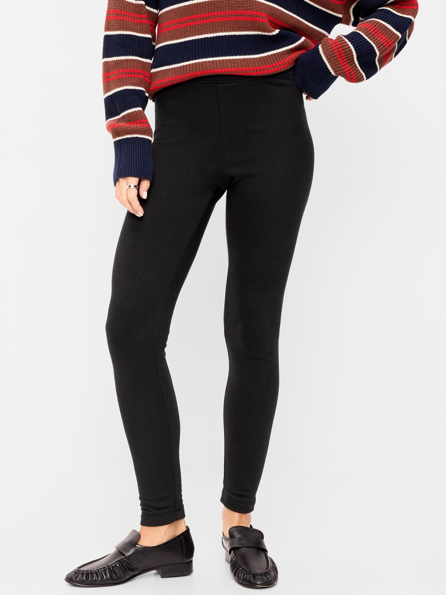 Женские леггинсы Old Navy с высокой талией на флисовой подкладке, цвет: Чёрный — фото 2