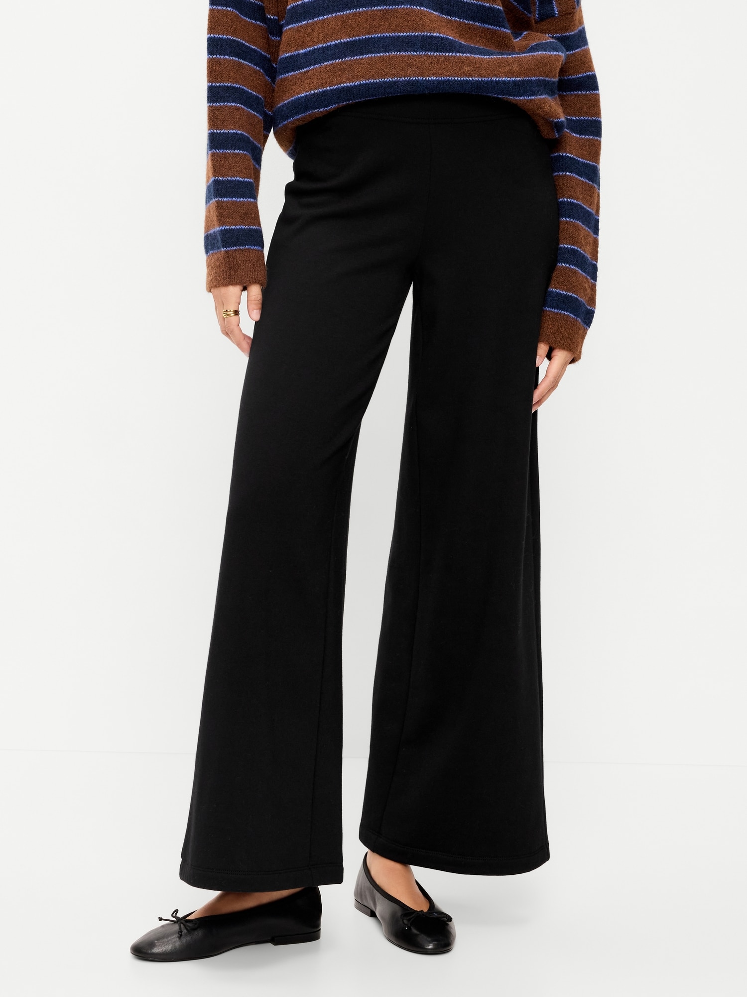High-Waisted Fleece Wide-Leg Leggings