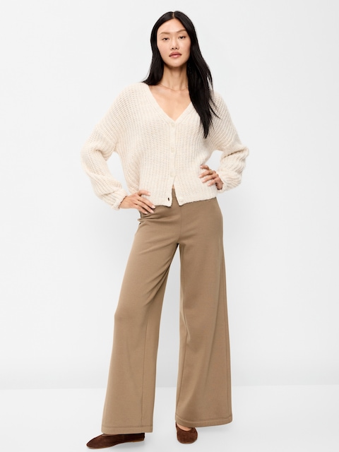 High-Waisted Fleece Wide-Leg Leggings