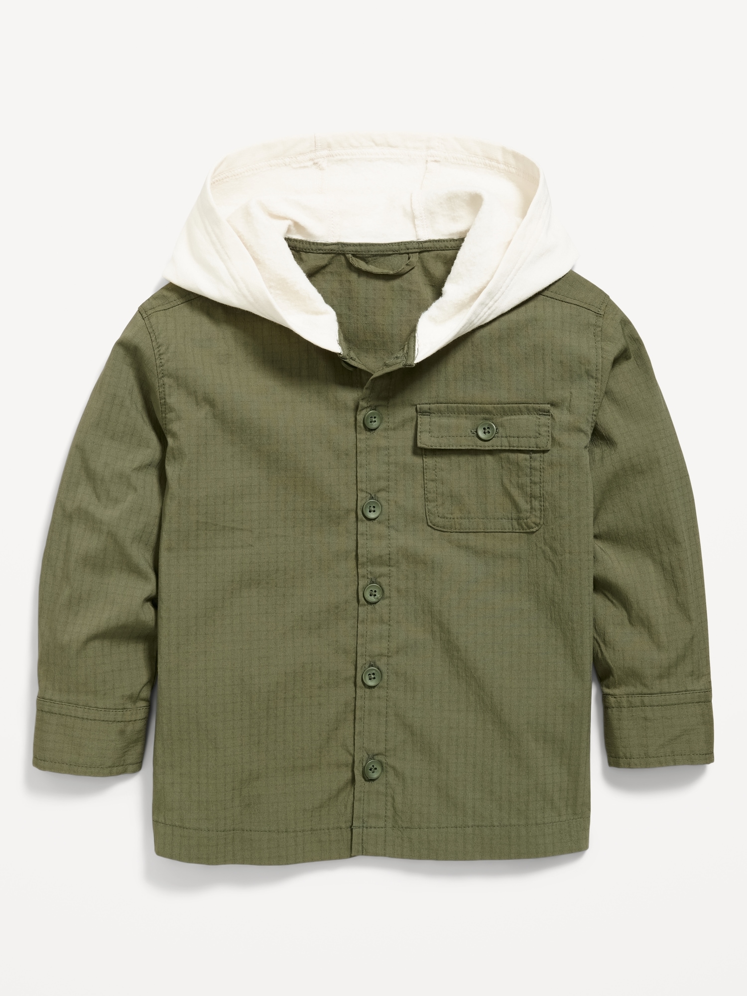 Long-Sleeve Hooded Flannel Shirt for Toddler Boys
