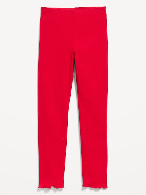 Ribbed Lettuce-Edge Leggings for Girls