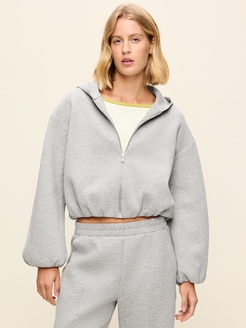 Bounce Fleece Bubble-Hem Hoodie Sweatshirt