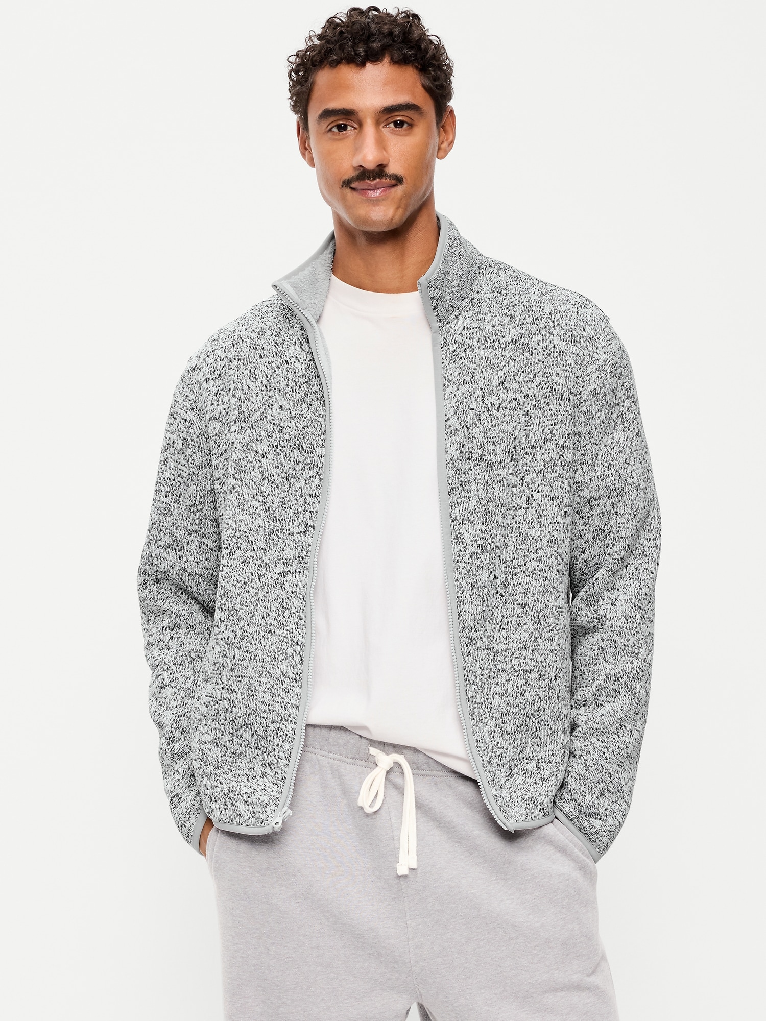 Sweater Fleece Sherpa-Lined Full-Zip Jacket