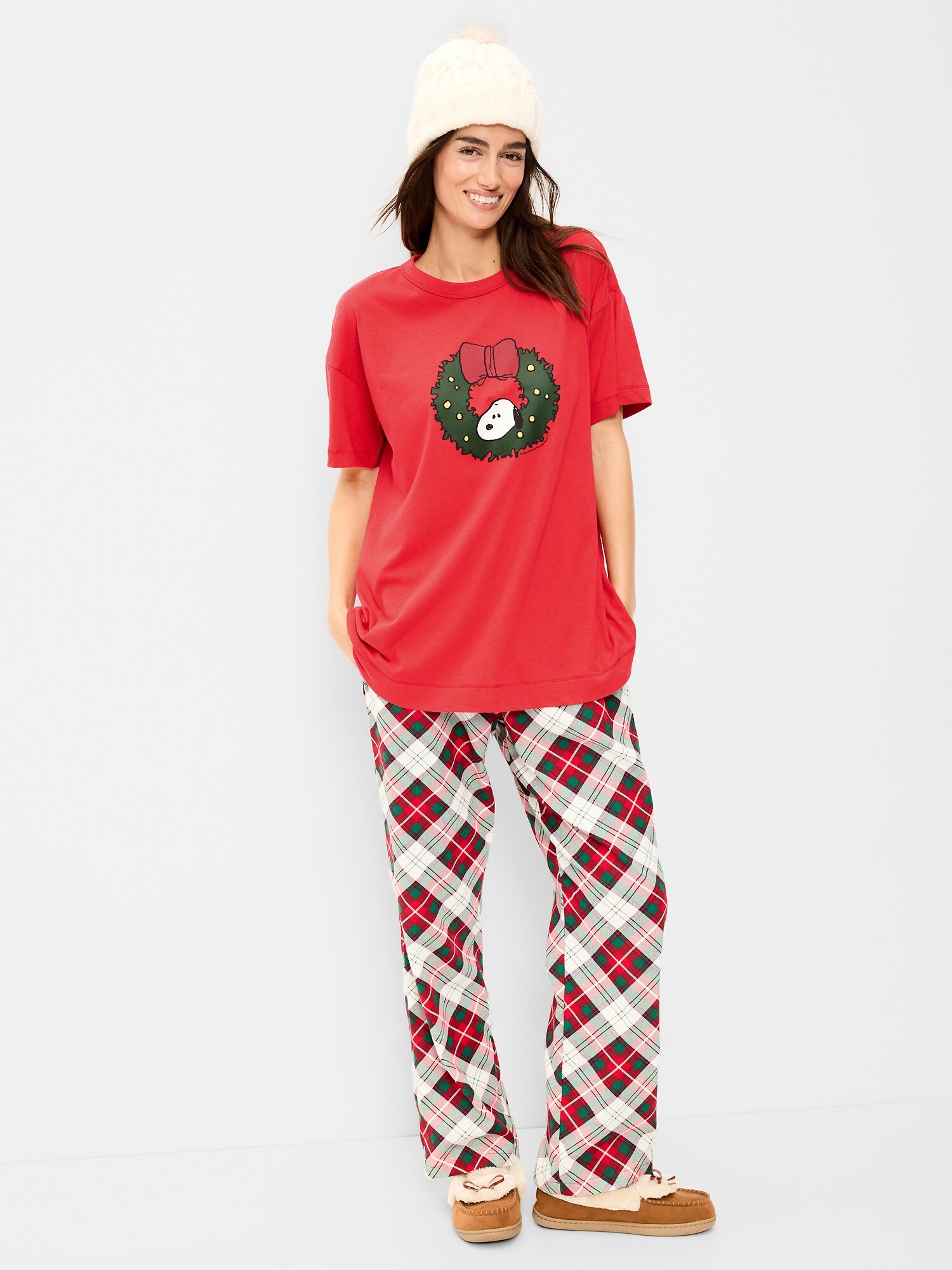 Женская удлинённая футболка-туника Old Navy Peanuts Snoopy оверсайз, цвет: Красный — фото 3
