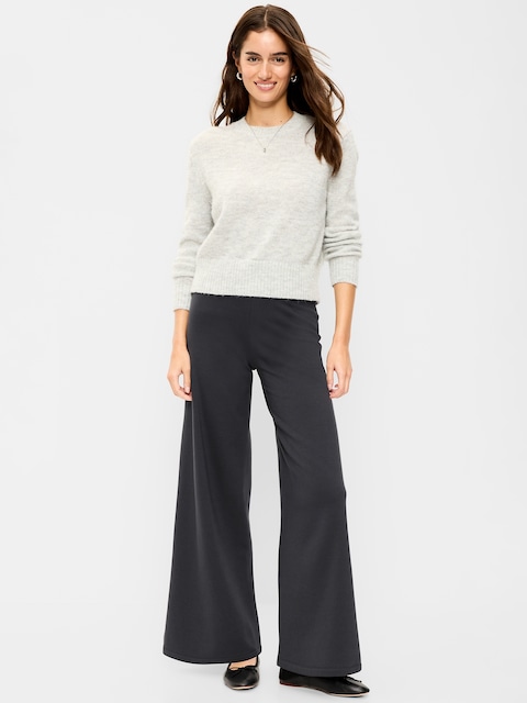 High-Waisted Fleece Wide-Leg Leggings