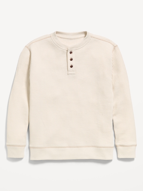Long-Sleeve Waffle Knit T-Shirt for Boys