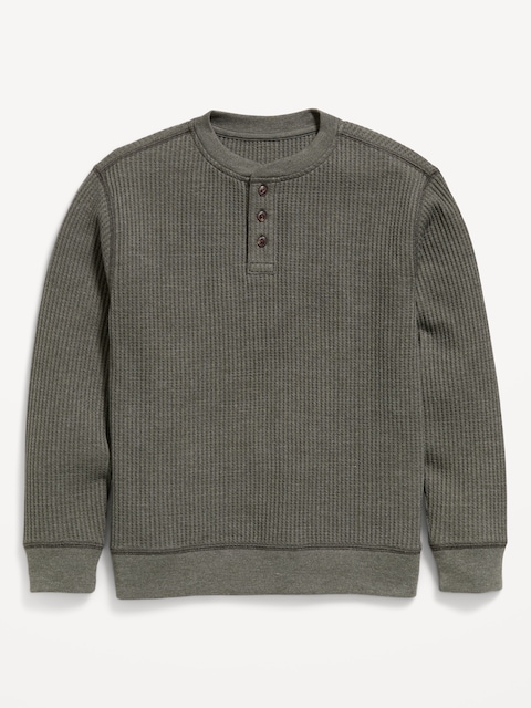 Long-Sleeve Waffle Knit T-Shirt for Boys