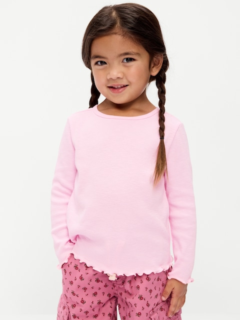 Fitted Long-Sleeve Ribbed T-Shirt for Toddler Girls