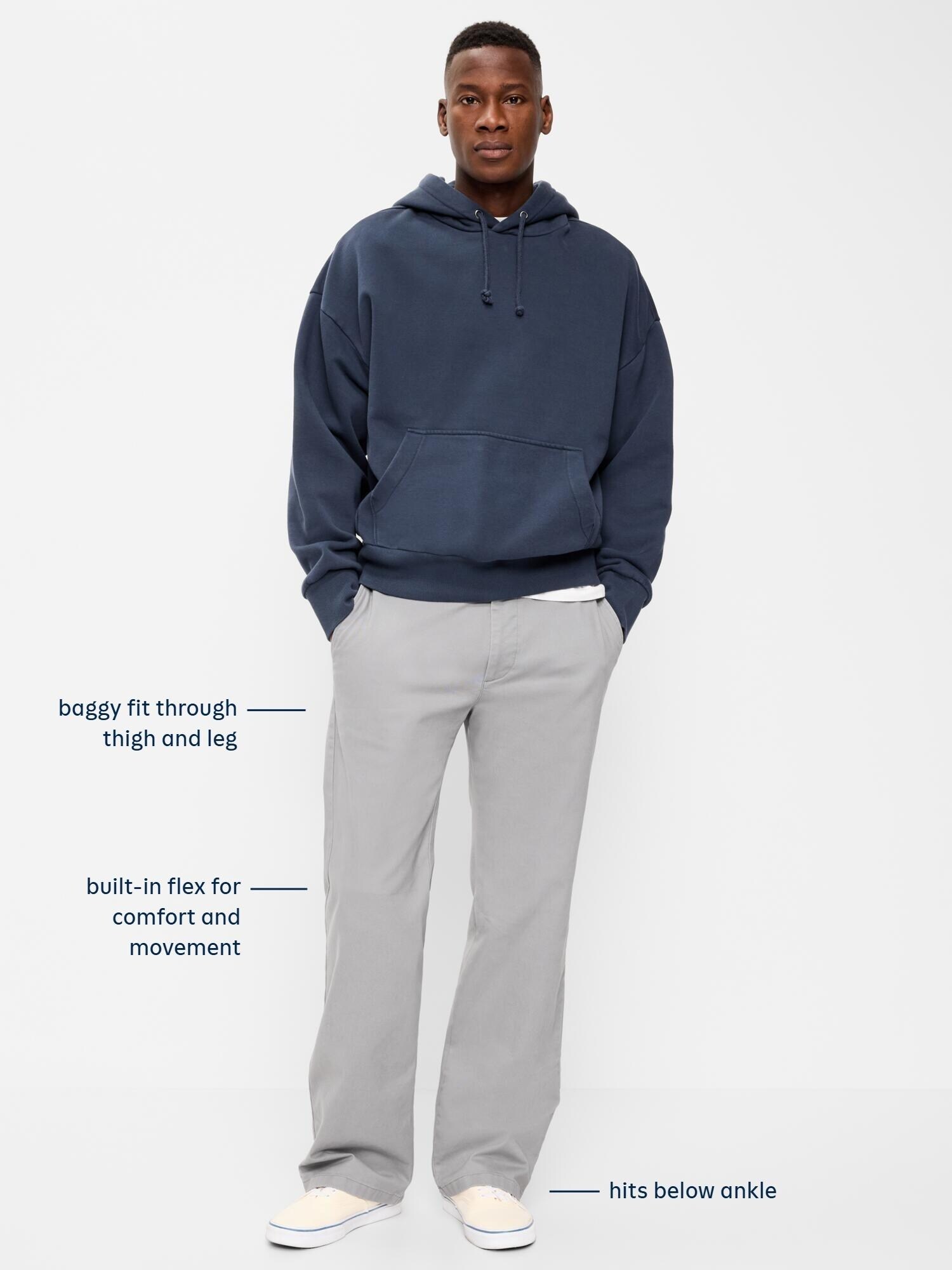 Мужские брюки Old Navy Baggy Built-In Flex Rotation Chino, цвет: Серо-бежевый — фото 6