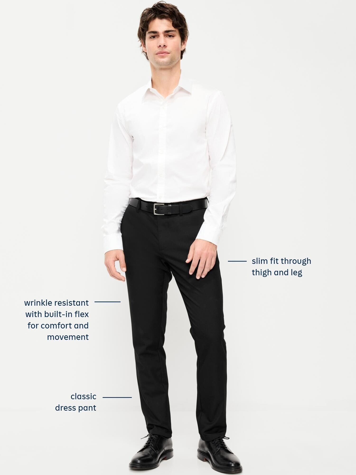 Мужские брюки Old Navy Slim-Fit Twill Dress Pants, цвет: Чёрный — фото 5