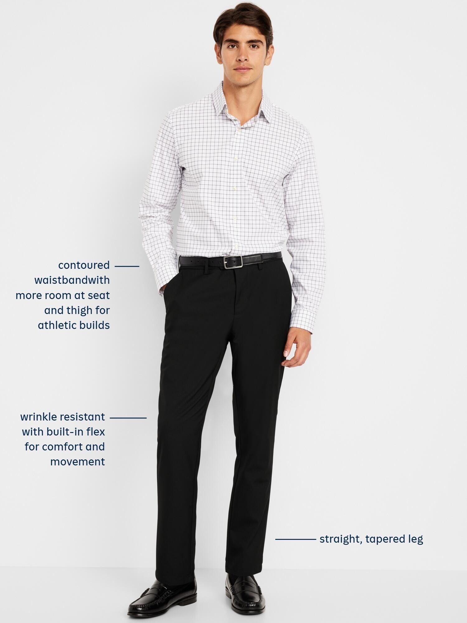 Мужские брюки Old Navy Athletic-Fit Twill Dress Pants, цвет: Чёрный — фото 5
