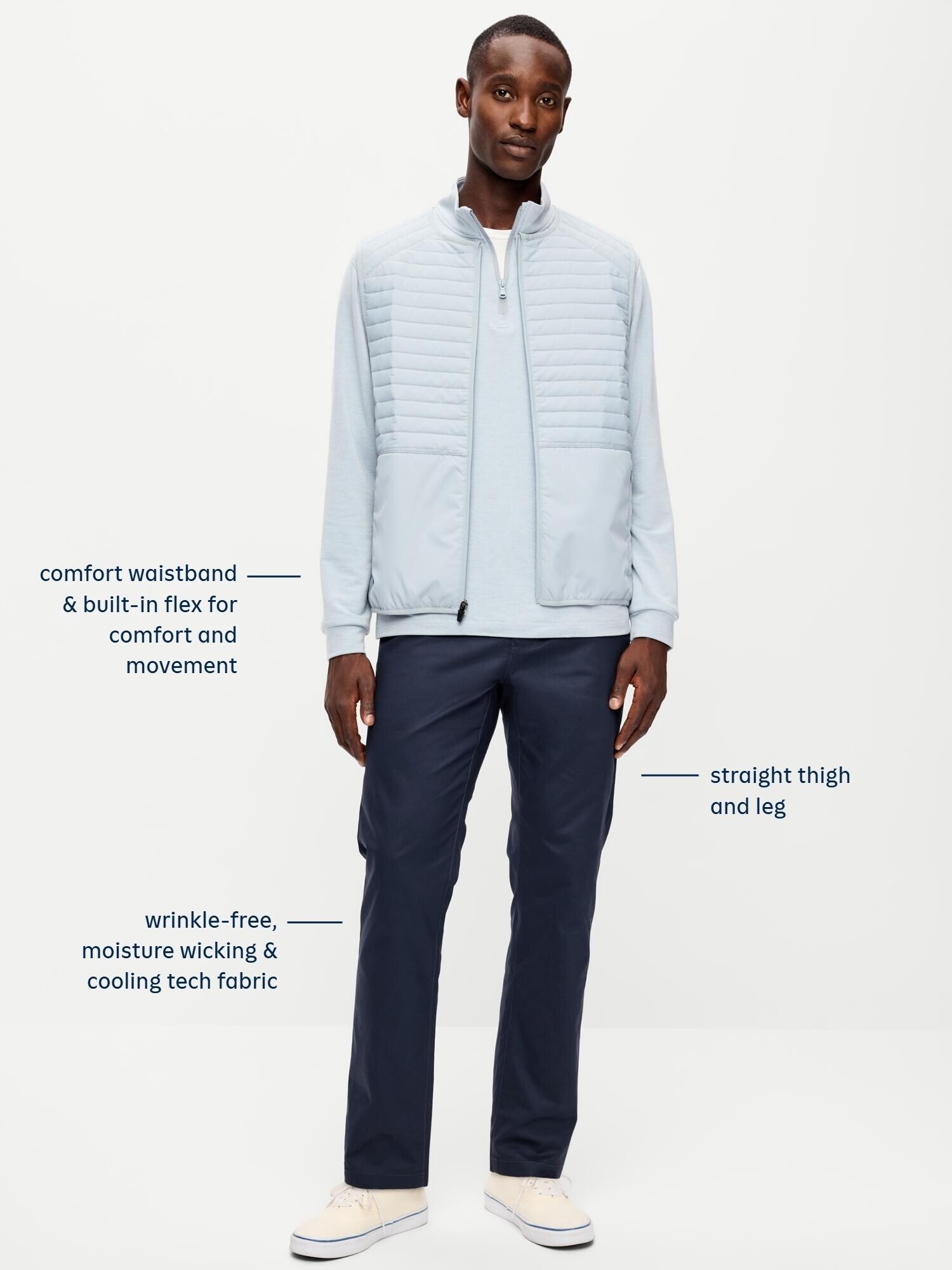 Мужские брюки Old Navy Straight Tech Ultimate 4.0 Chino, цвет: Серо-бежевый — фото 5