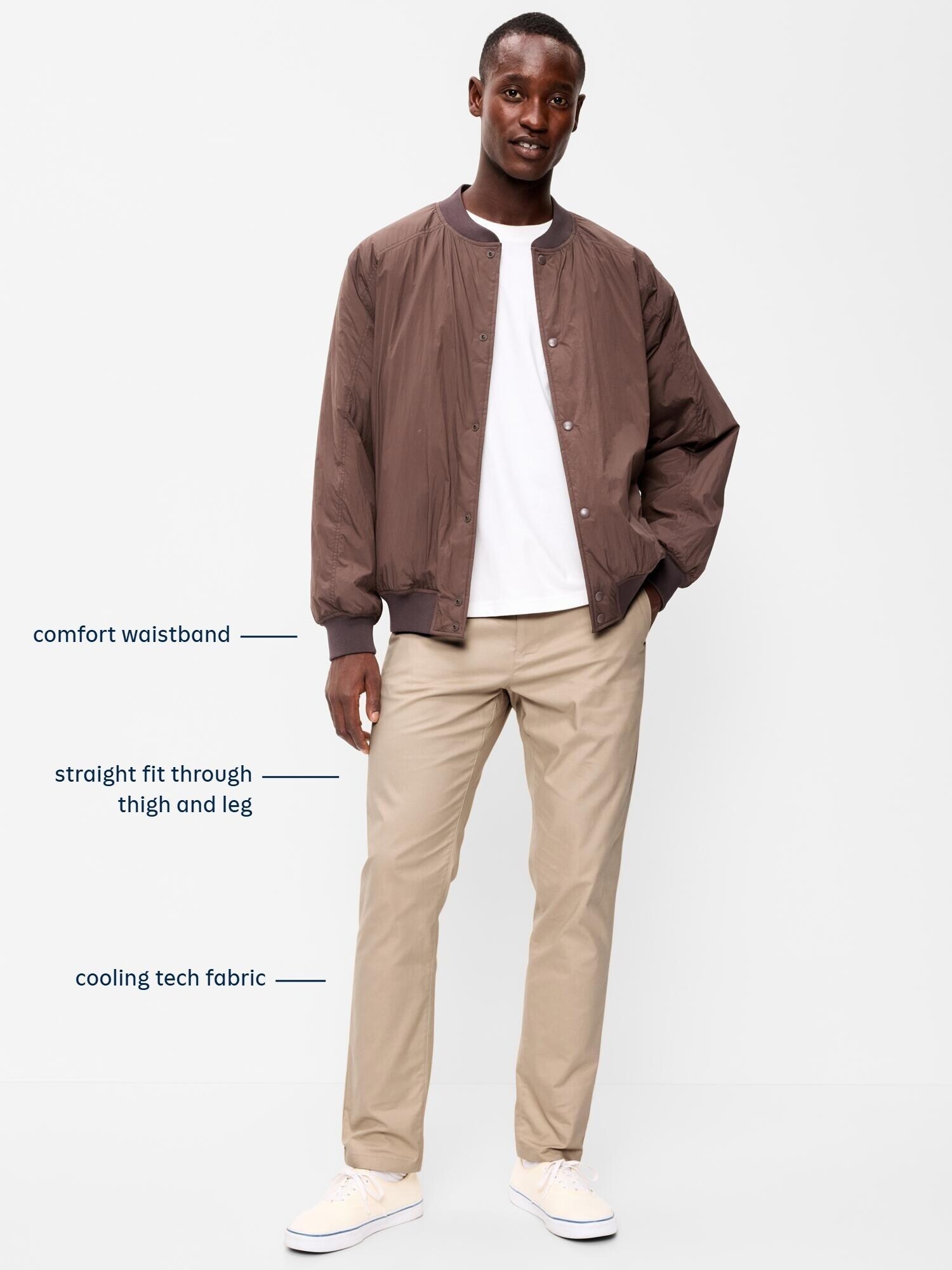 Мужские брюки Old Navy Slim Tech Ultimate 4.0 Chino, цвет: Серо-бежевый — фото 5