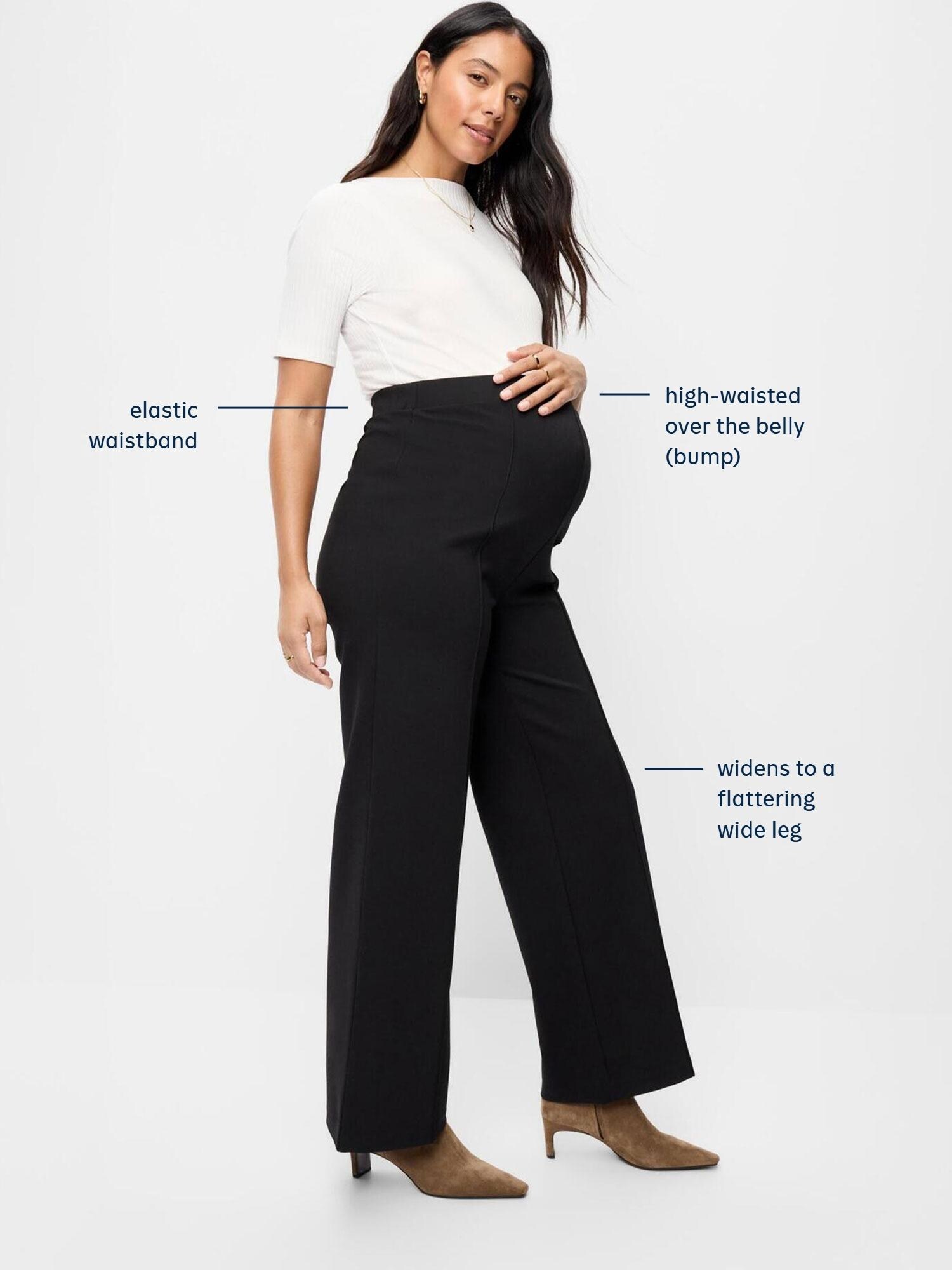 Широкие брюки для беременных Old Navy Maternity Stevie с полной вставкой на животе, цвет: Чёрный — фото 3