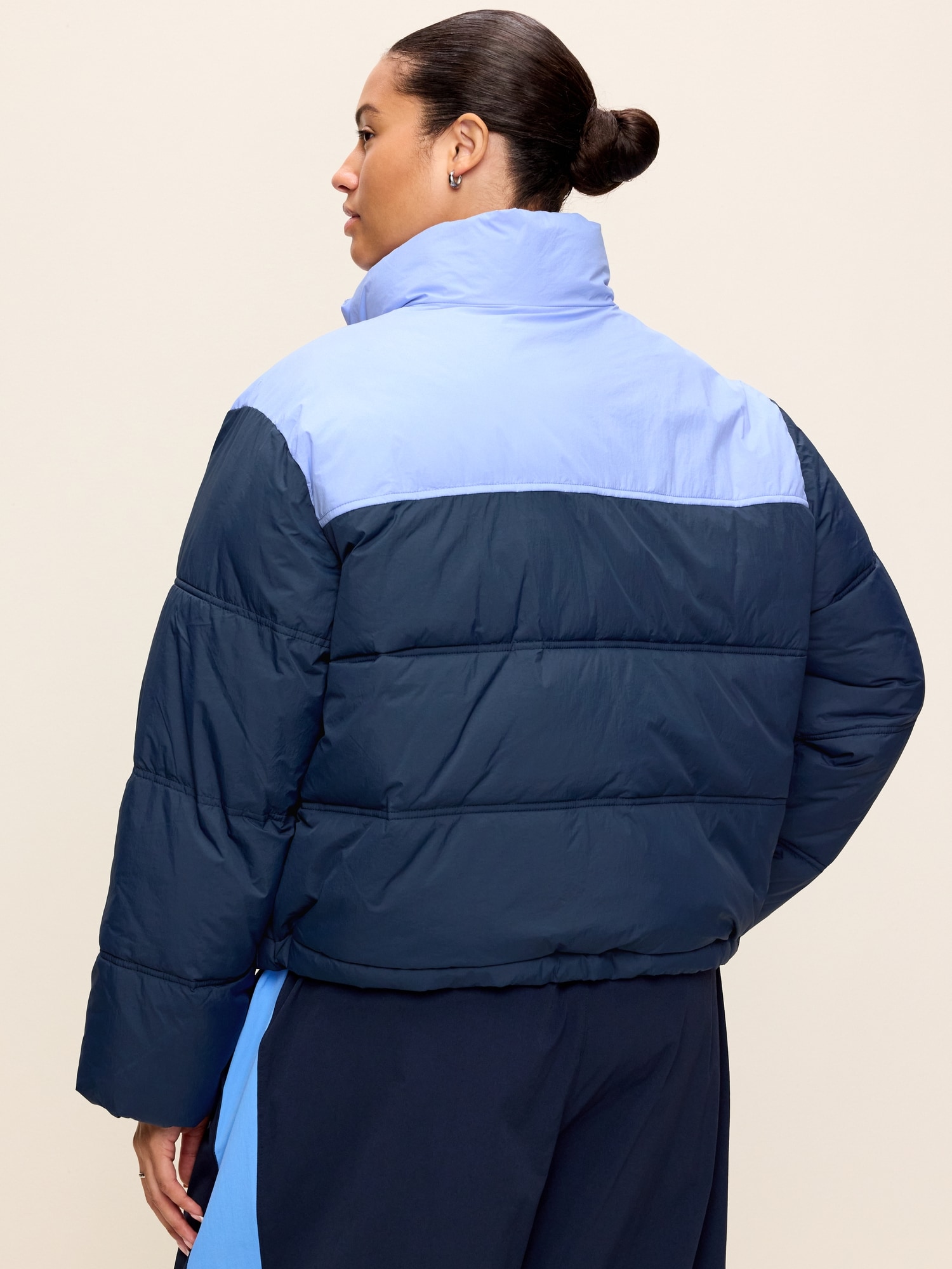 Water-Resistant Color-Block Puffer Jacket