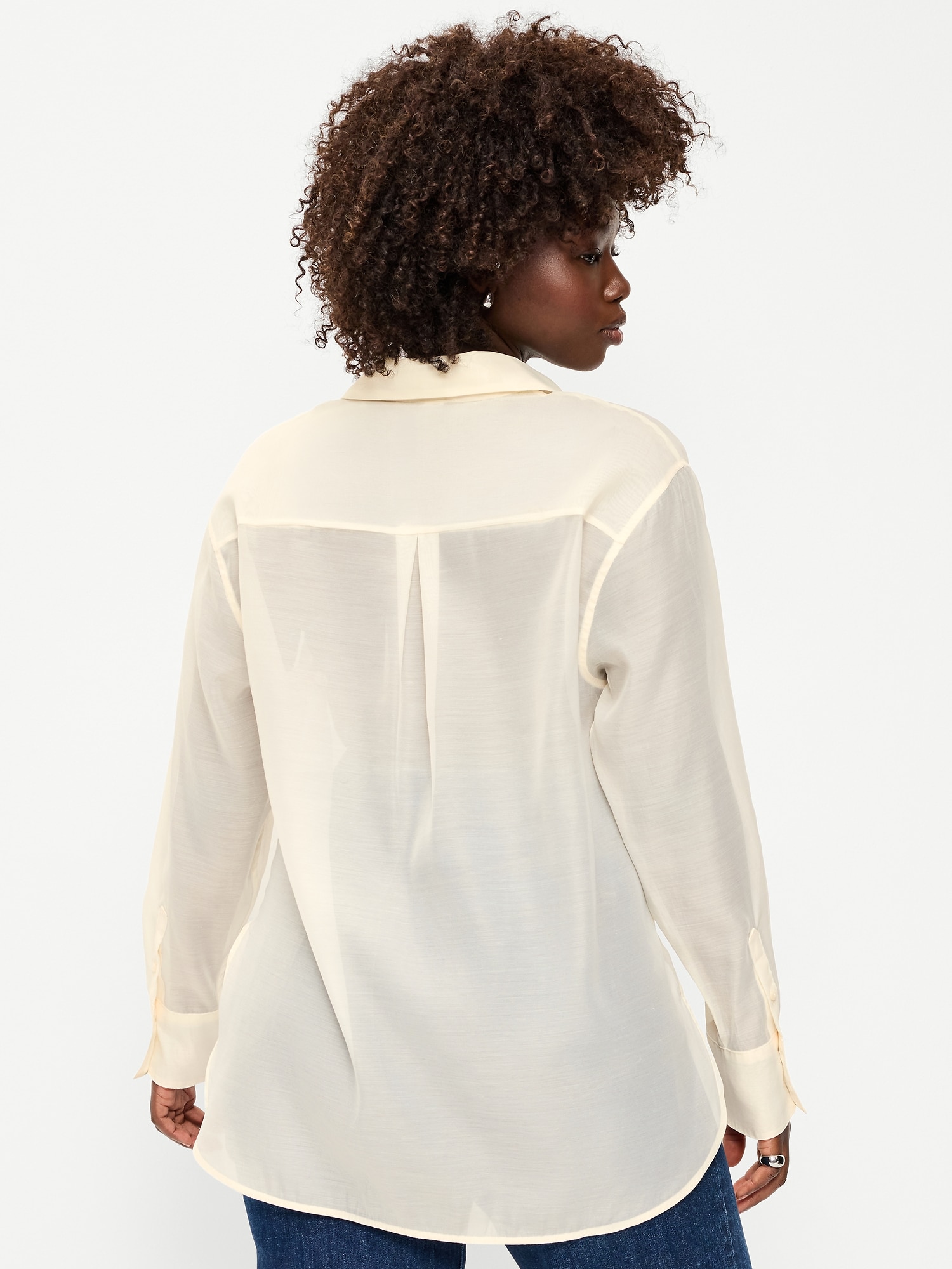 Organza Button-Down Shirt