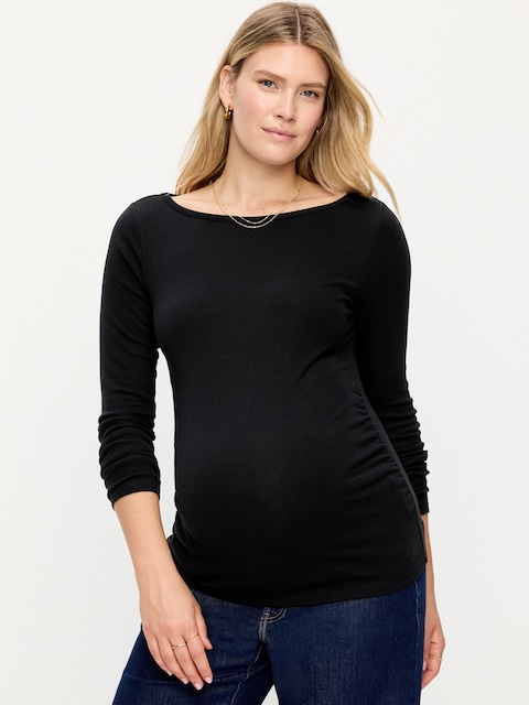 Maternity Snug Long-Sleeve Boatneck T-Shirt