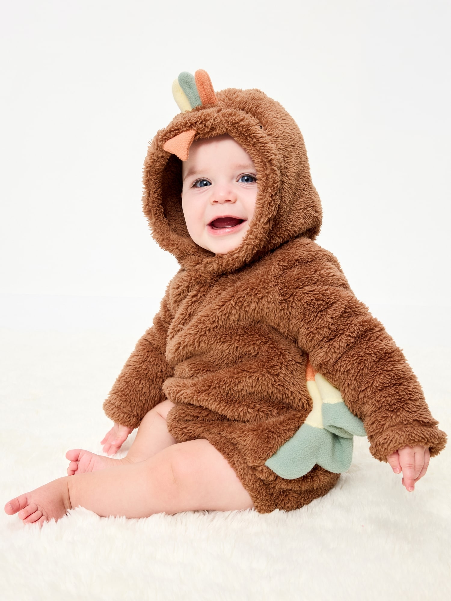 Long-Sleeve Critter Fleece Hooded One-Piece Romper for Baby